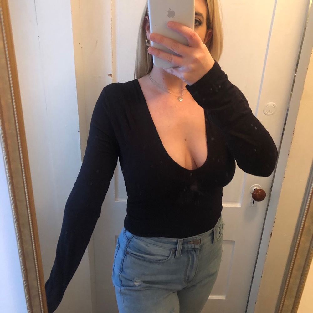 Scoop Neck Black Bodysuit